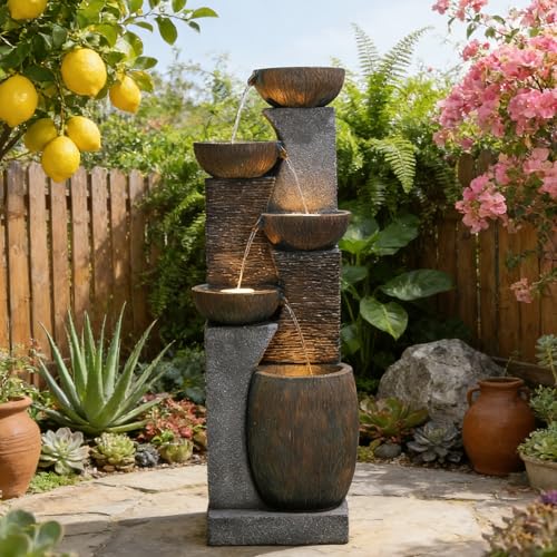 Patio Water Fountain Outdoor 51.6 Inch Tall 5 (Dark Gray-51.6''h)