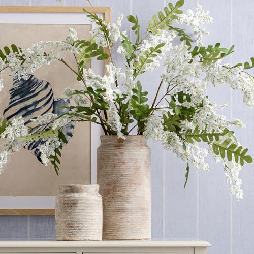 Ceramic Flower Vase 12 inch Farmhouse Rustic Vase for Home Decor Handcrafted Pottery Tall Terracotta Vases for Dining Table Decor Fireplace Living Room Bathroom Wedding Centerpiece (01-l-terra)