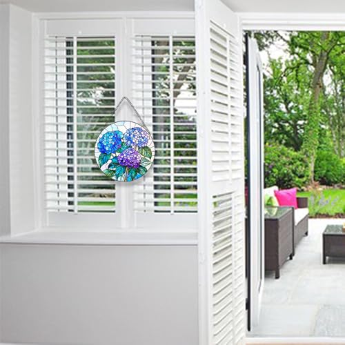 Handmade Hydrangea Flower Stained Glass Suncatcher
