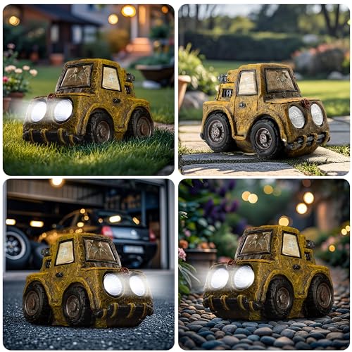 Solar Car Statue Outdoor Garden Decor (Truck)