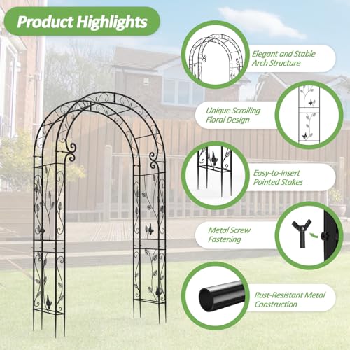 Sturdy Metal Garden Arch with Rust (88"(H)*51"(L)*17"(W))