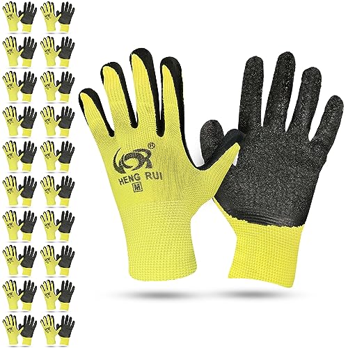 20 Pairs Neon Green Medium Work Gloves (Medium (Pack of 20 Pairs) / Neon Green)