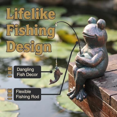 Antique Copper Fishing Frog Statues (Fishing Copper Frog Statue)