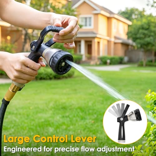 Fireman Style Water Hose Nozzle Heavy Duty Metal (Black)