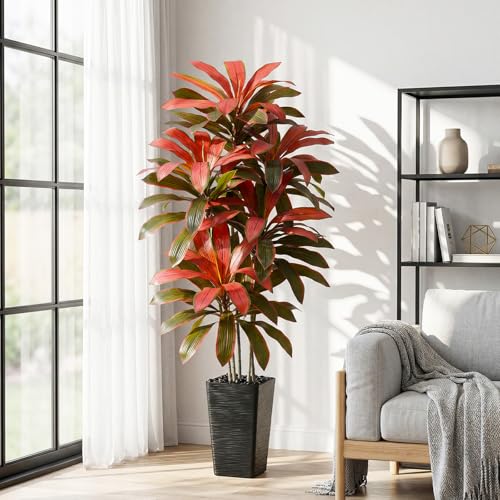 Artificial Dracaena Tree (Burgundy – Black Pot / 5FT)