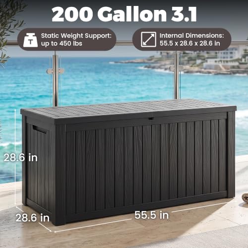 Outdoor Storage Box (Black / 200 Gallon 3.1 XXL)