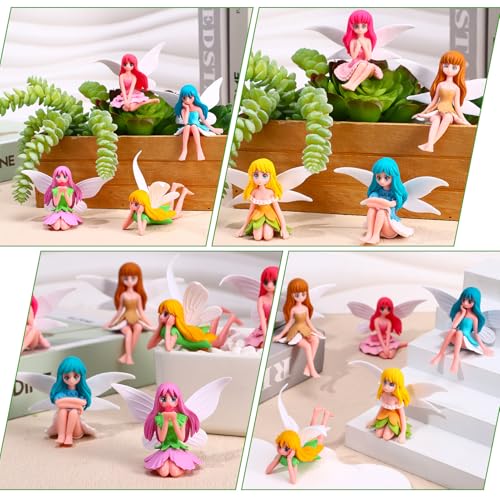 8 Pcs Fairy Figurines Miniature Fairies Core Selection Garden Set (3.38*2.0 inch)