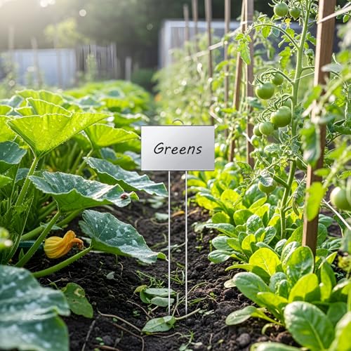 30 Pcs Large Plant Marker (5'' X 3'' with 21'' Stake / Silver)