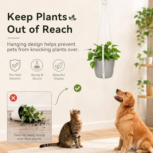 Macrame Hanging Planters Indoor Plant Hanger (White C)