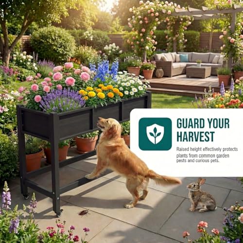Raised Garden Bed HDPE 2PCS (47x18x31in-2pcs / Black)