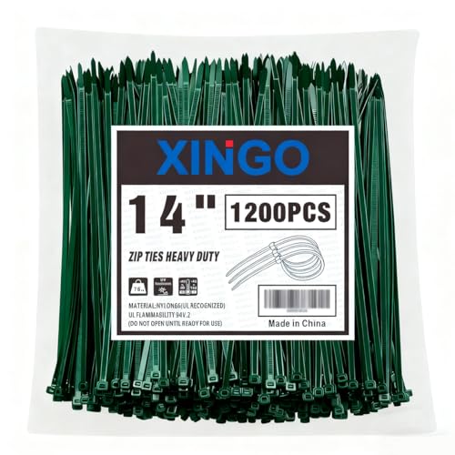 14 Inch Garden Green Zip Ties 1200PCS (Garden Green / 14“(1200PCS))
