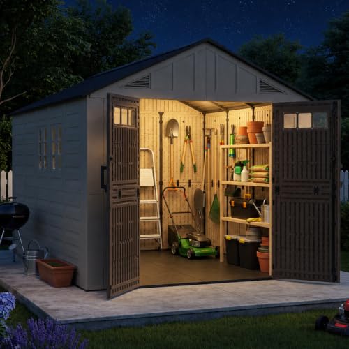 8x12 Ft Outdoor Storage Shed with Lighe & Floor (8x12)