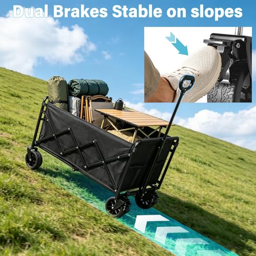 600LBS Beach Wagons Carts Foldable for Sand (Black_600lbs)