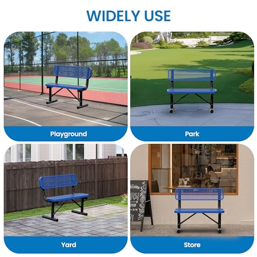 4 Feet Steel Park Bench for Outside (4 FT / Dark Blue)