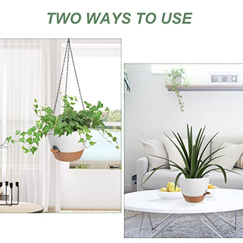 10 Inch Self Watering Hanging Planters for Indoor Outdoor Plants (10'' / White)