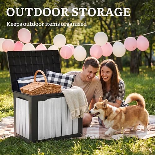 30 Gallon Deck Box (Black & Wood-Grain Gray / 30 Gallon-2Pack)