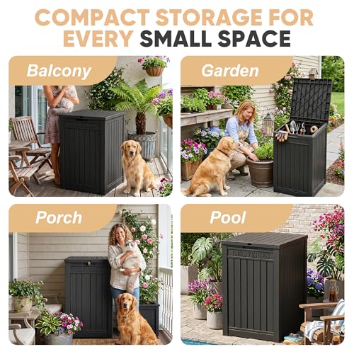 56 Gal Waterproof Outdoor Storage Box UV Resistant Deck Box (Black / 56 Gallon)