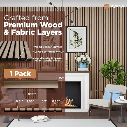 Acoustic Wood Wall Panels (Rustic Oak / 94X11 (1 PC))