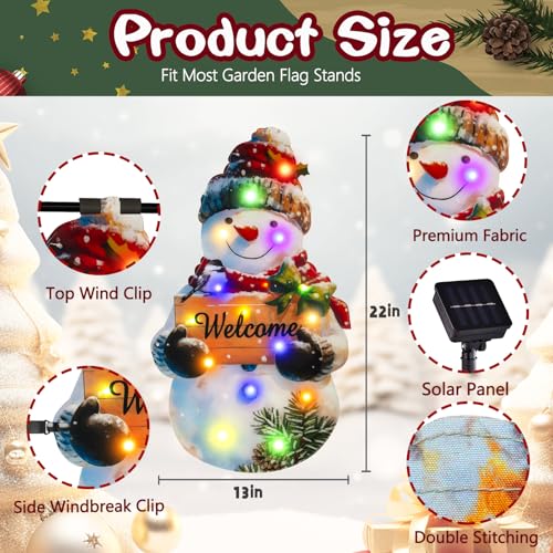 12x18 Lighted Christmas Snowman Garden Flag (Big Snowman-Colorful-12x18 / 12×18inch)