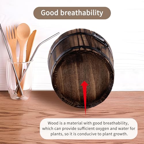 4 Pack Wooden Whiskey Barrel Planters (4 Count)