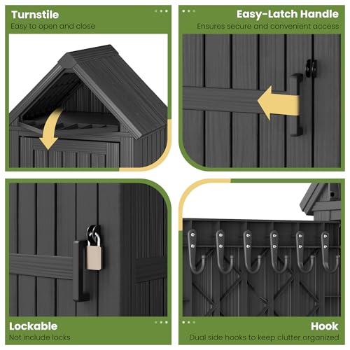 Outdoor Resin Storage Cabinet Sturdy All (Black)