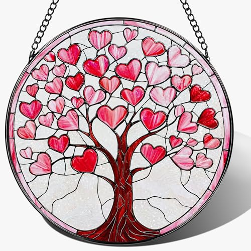 Stained Glass Window Hanging (Heart Tree)