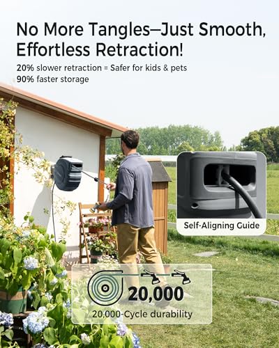 1 2 in x 100 ft Retractable Garden Hose Reel with Automatic Rewind (1/2" 100FT / Dark Gray)