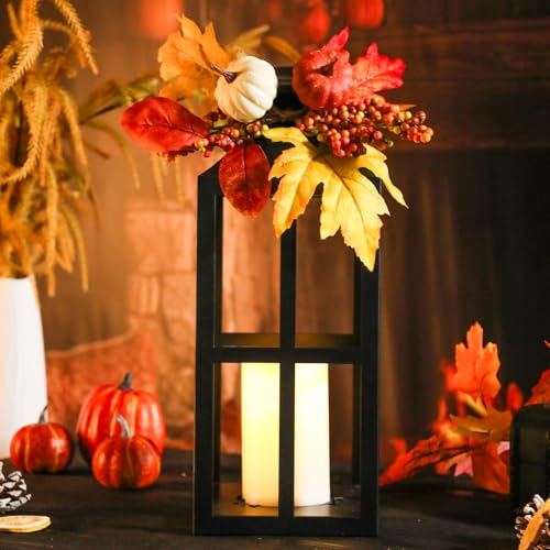 Fall Lanterns LED Candles 2 Pack 17.7 Inch Thanksgiving Decor Timer