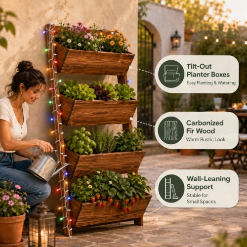4ft 4 Tier Lighted Wall (51"h-4-tier Raised Garden Bed)