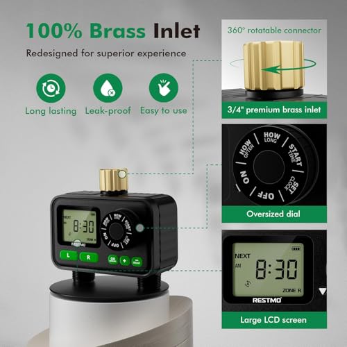 2 Zone Programmable Sprinkler Timer for Outdoor Hose Faucet (2 Zone / 1 Pack)