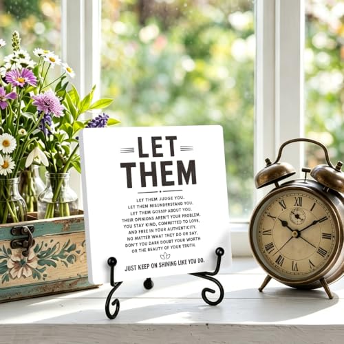 Motivational Let Them for Home Office Book Shelf Table Decor 6.3x6.3 Inch (Multicolor 1699 / Wooden sign with iron frame（6.3 x 6.3 inches）)