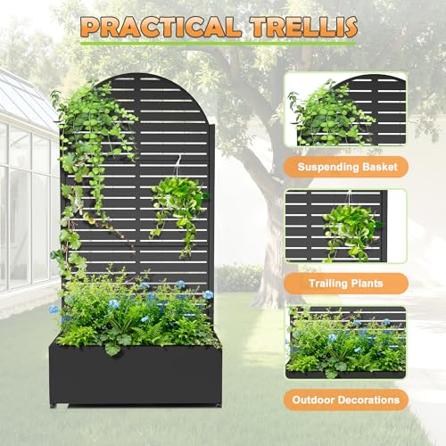 Metal Raised Garden Bed (Black Arched-louvered / 71" x 35" x 16")
