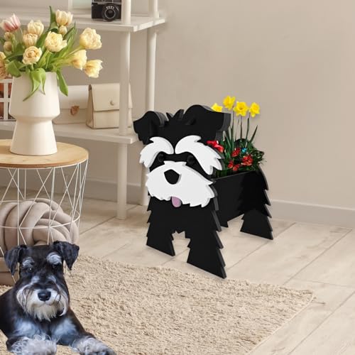 Black Schnauzers Dog Planter Pots