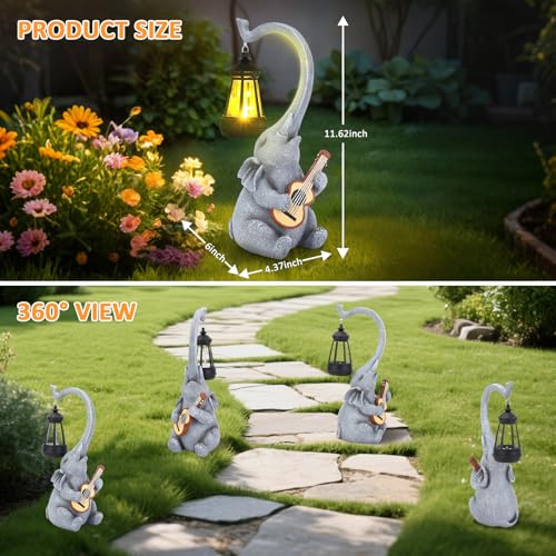 Solar Outdoor Garden Statue Elephant with LED Lights (Elephant Statue)