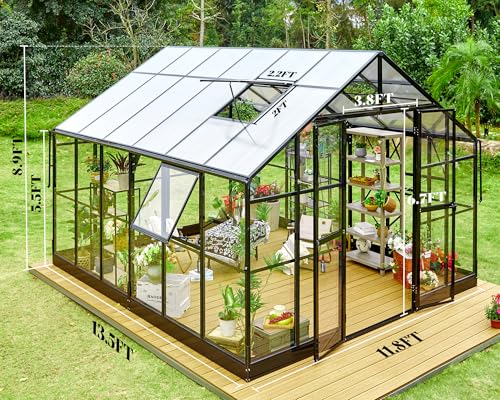 12x13.5x9FT Hybrid Polycarbonate Greenhouse Quick (12x13.5x9 FT)
