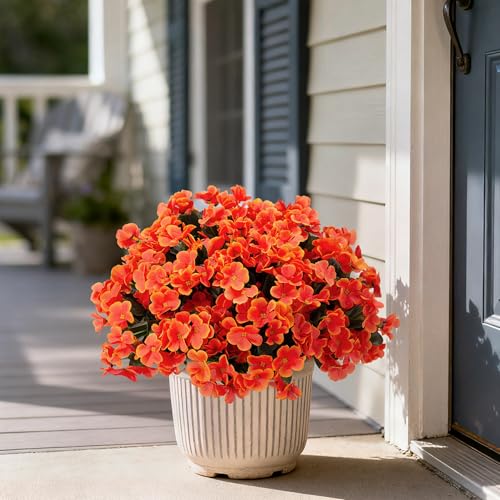 5PCS Fake Fall Artificial Orange Flowers Faux Plants for Outdoors (C-orange)