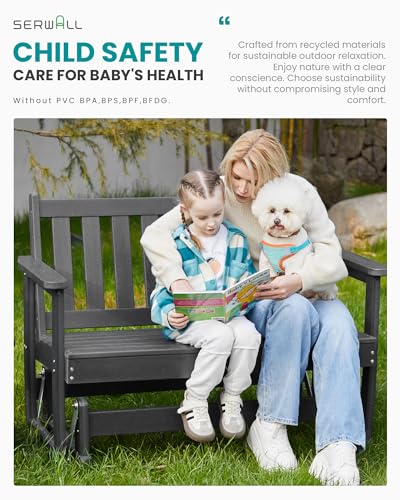 HDPE Outdoor Glider Bench Set of 4 (Grey / 4 Pack)