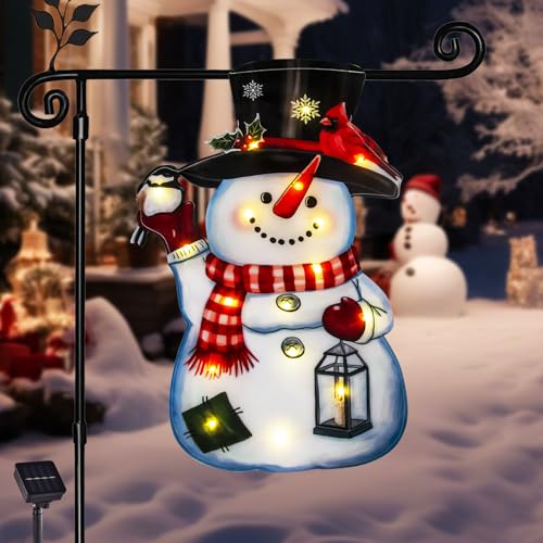 Lighted Christmas Snowman Garden Flag (Smile Snowman-White-12x18 / 12×18inch)