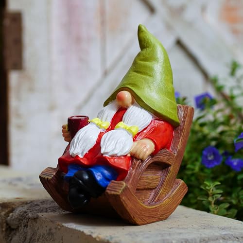 Drinking Coffee Faceless Garden Female Gnome Statue Decoration 6.5" Figurine Ornament for Indoor Outdoor Home Patio Yard Lawn (Female Garden Gnome)