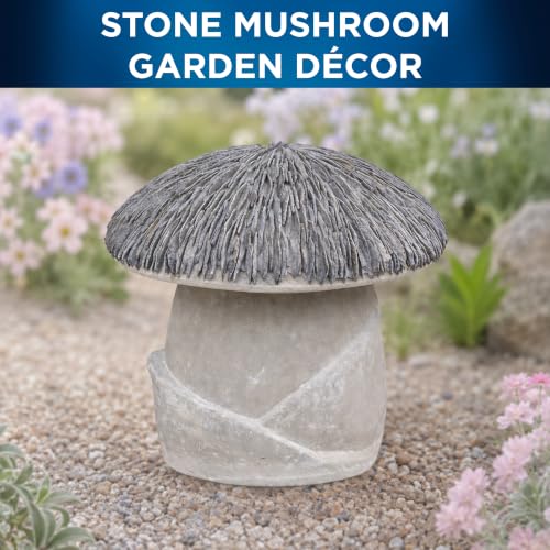 VTFAM178S Small Cement Mushroom Garden Statue (Gray Mushroom)