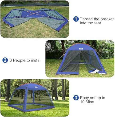 Screen House Tent 10 x 10 Ft Screened Mesh Net Wall Canopy (Blue-2 / 10'x10')