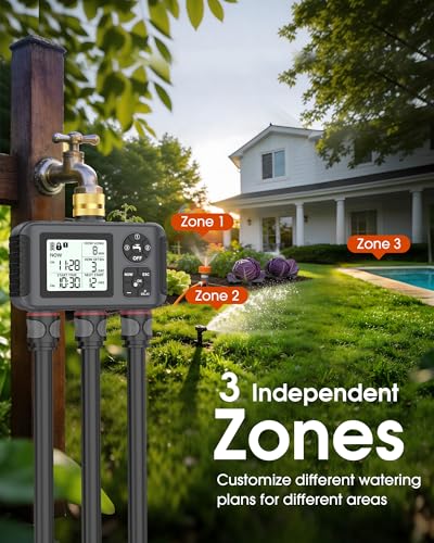 Water Timer with Brass Inlet (Black / 3 Outlets)