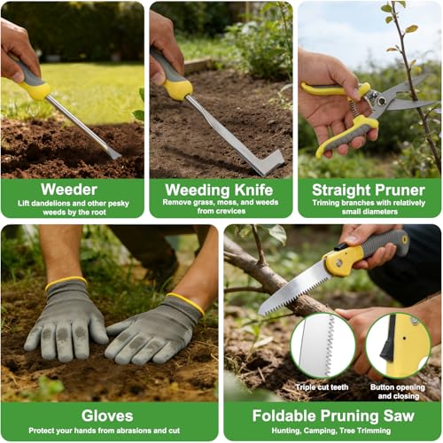 Gardening Tools 10 (10PCS Yellow Gray)