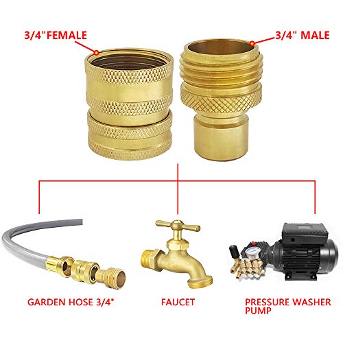 Garden Hose Quick Connect Brass Hose Quick Adapter Quick Fittings 3 (Brass 3SETS)