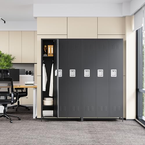 Metal Locker Storage Locker (Black(4 Legs) / 3 Doors-Wide-71")