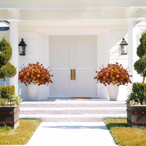 16 Bundles Artificial Fall Mums with Eucalyptus (16 Count)