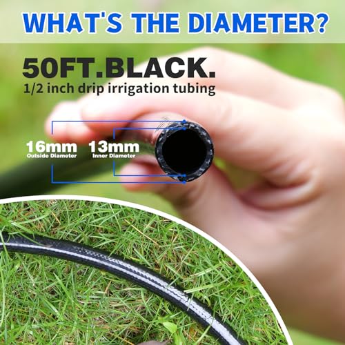 50 FT 1 2 Inch Drip Irrigation Tubing Main Drip Line Hose Tube for Garden Watering Landscape Irrigation System (50FT 1/2" Main Tube)