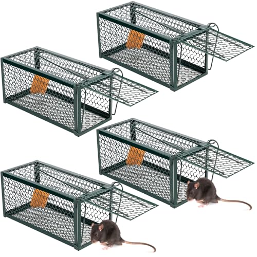 4 Pcs Rat Trap Live Animal Cage for Squirrel Chipmunk Mouse (Green)