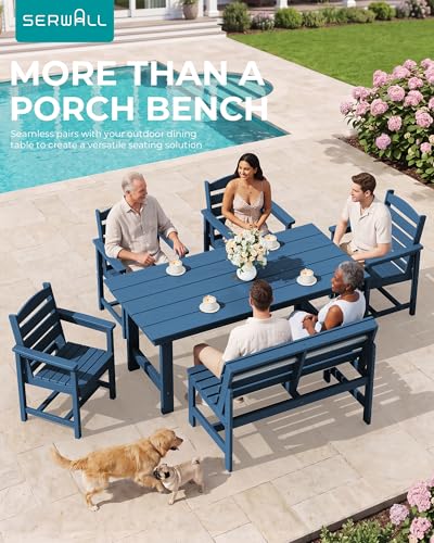 Armless Outdoor Bench (Navy / 2 Person)