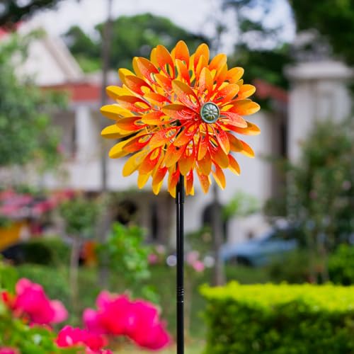 Sunflower Wind Spinner with 6 Blades (13 Inch(Dark Yellow))